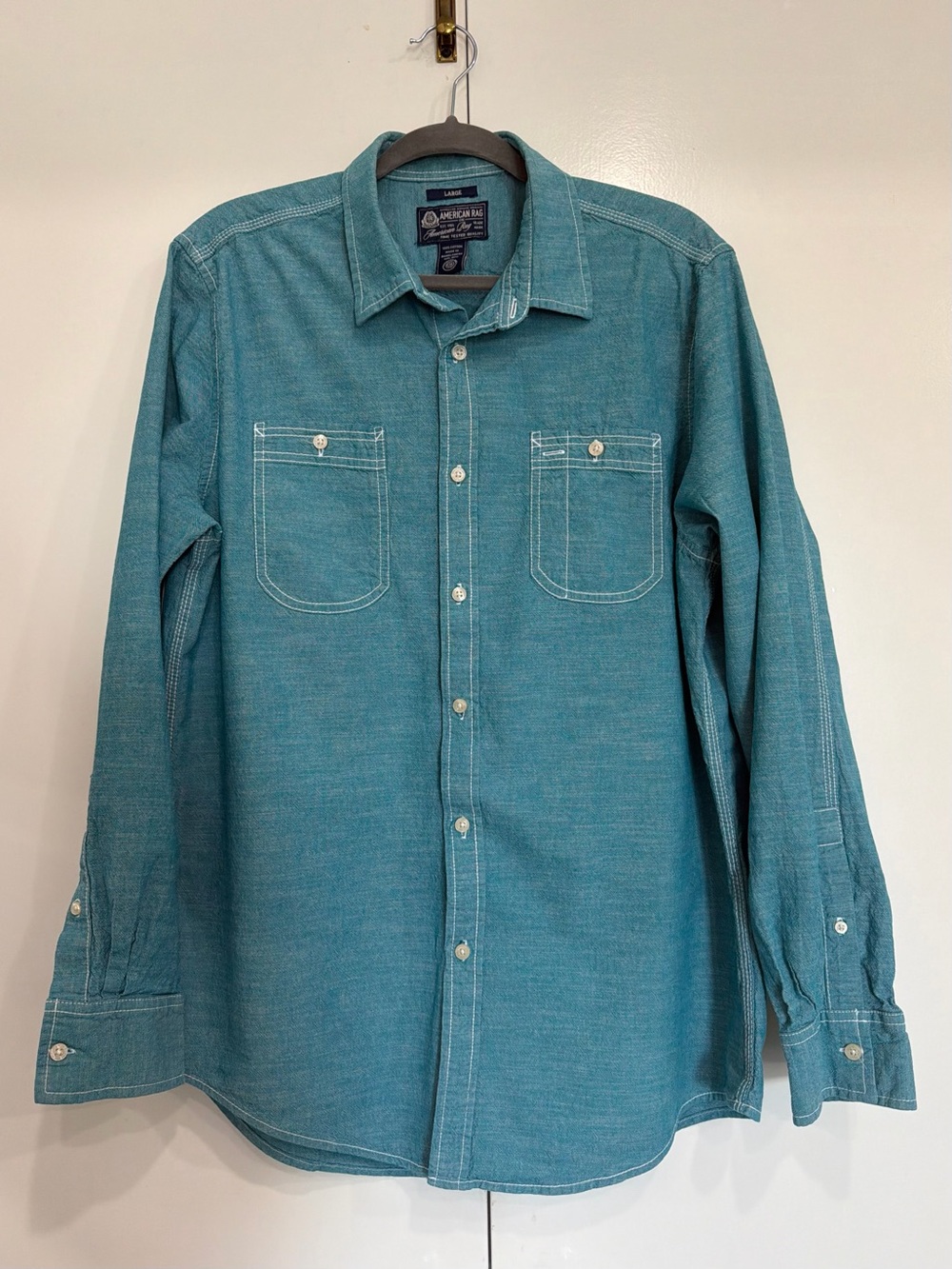 American Rag Men’s Teal Long-Sleeve Button-Down Shirt